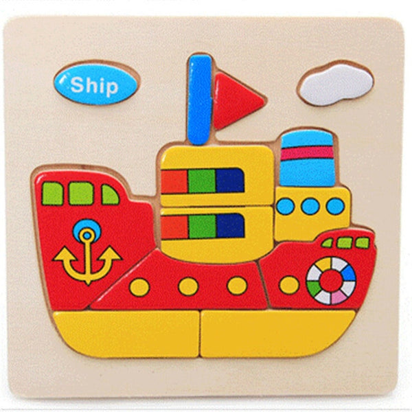 Wooden 3D Puzzle Jigsaw Wooden Toys For Children Cartoon Animal Puzzle Intelligence Kids Educational Toy Toys